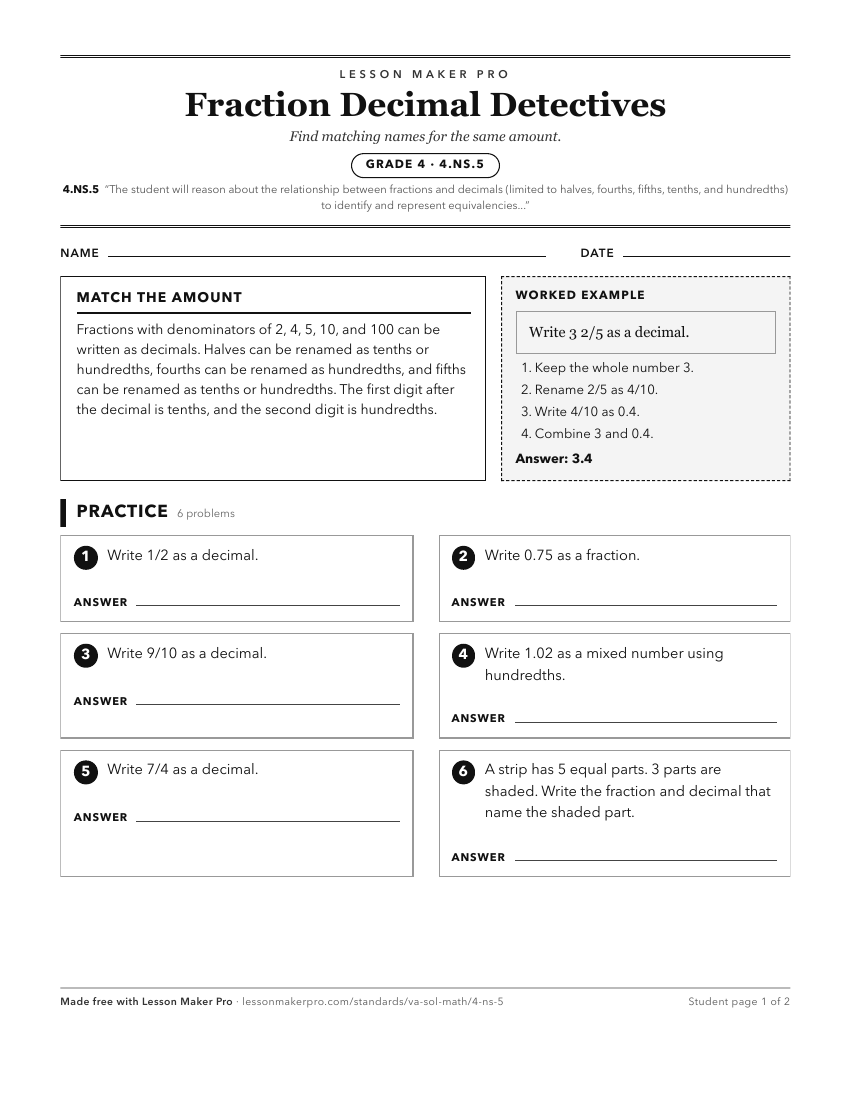 Preview of the 4.NS.5 printable worksheet