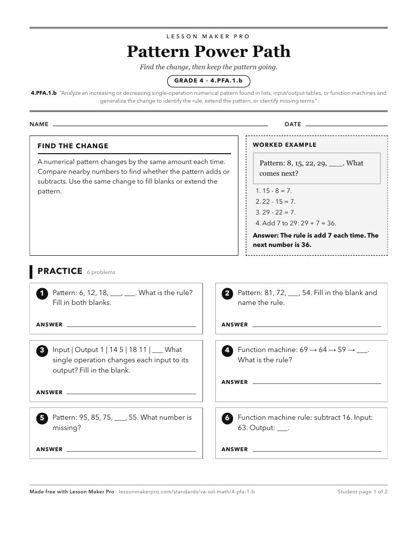 Preview of the 4.PFA.1.b printable worksheet