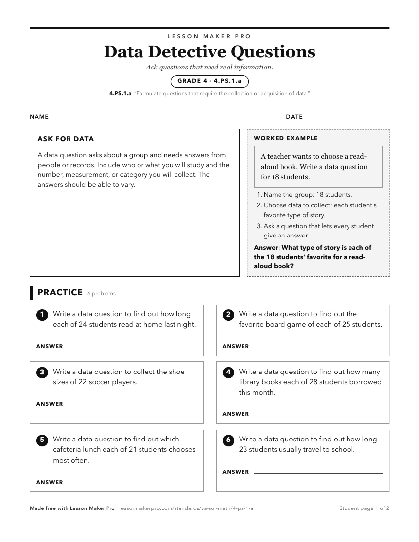 Preview of the 4.PS.1.a printable worksheet