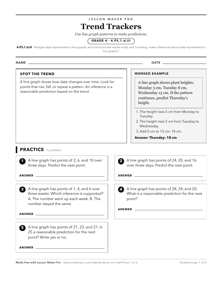 Preview of the 4.PS.1.d.iii printable worksheet
