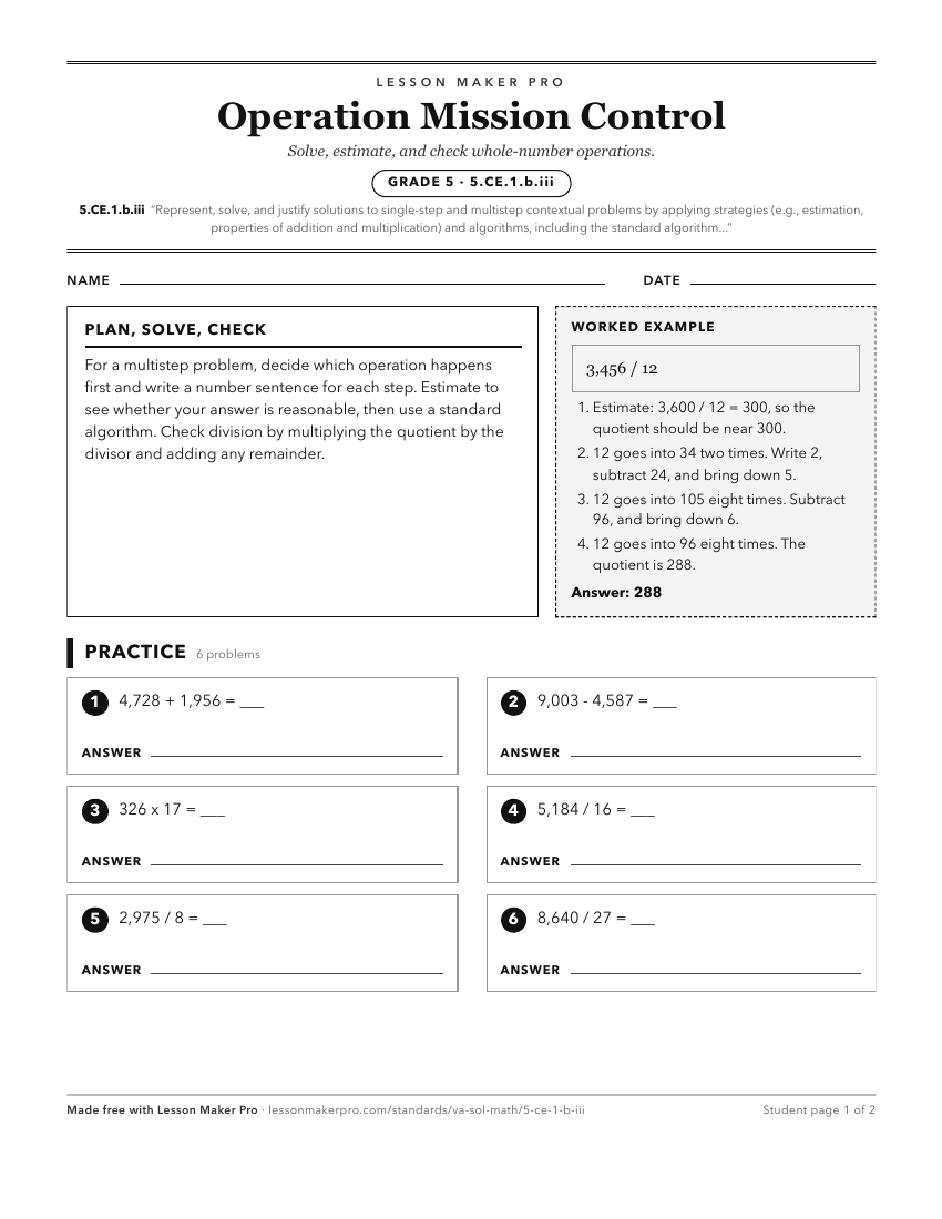 Preview of the 5.CE.1.b.iii printable worksheet