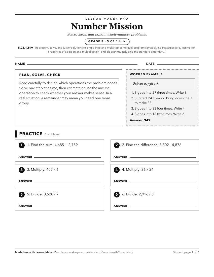 Preview of the 5.CE.1.b.iv printable worksheet