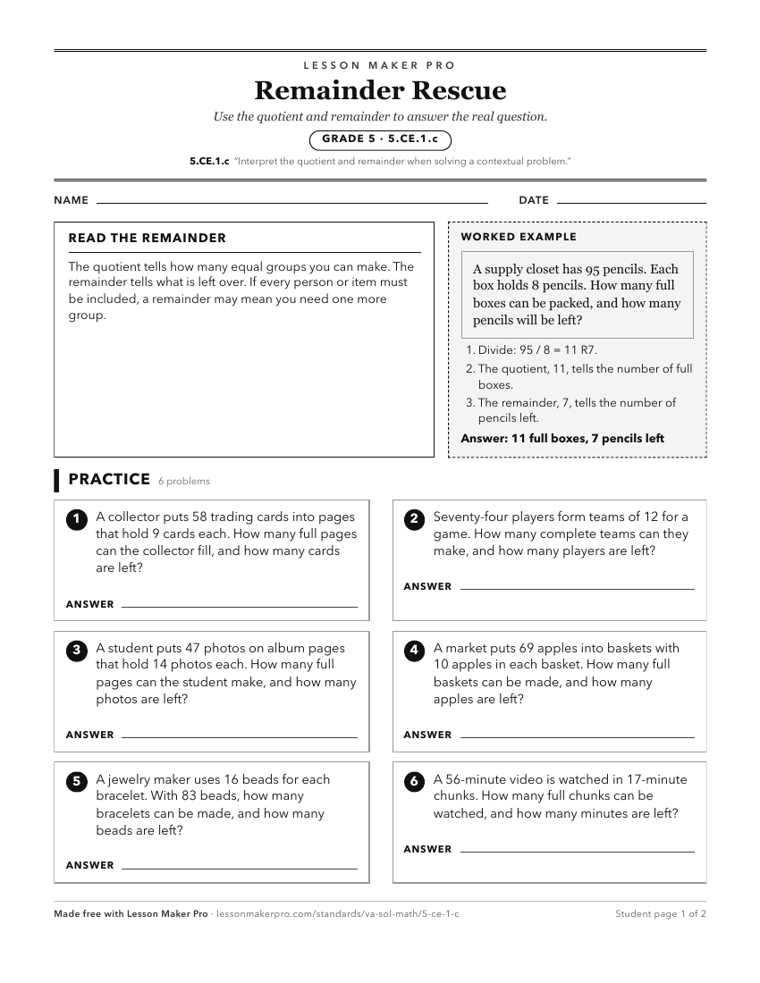 Preview of the 5.CE.1.c printable worksheet