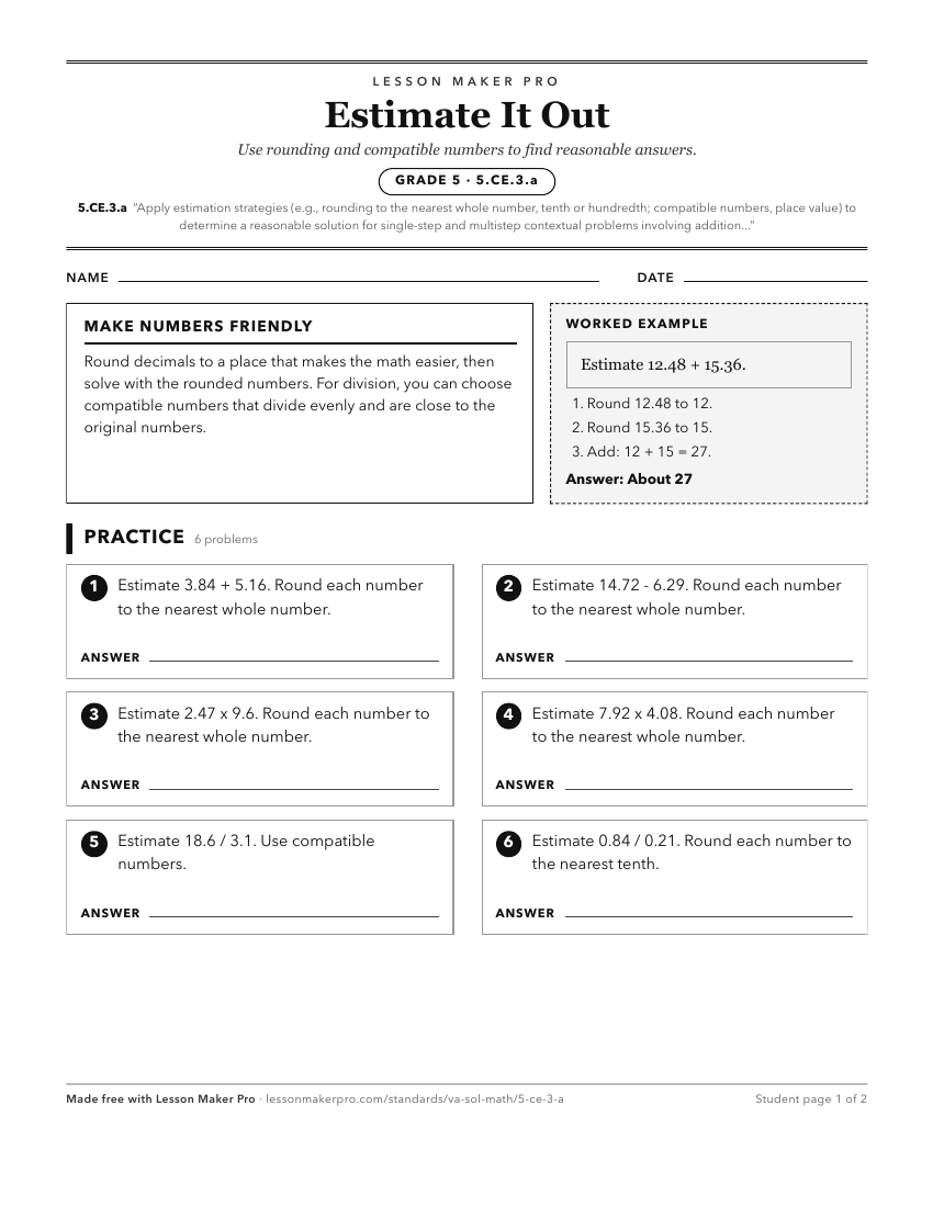 Preview of the 5.CE.3.a printable worksheet