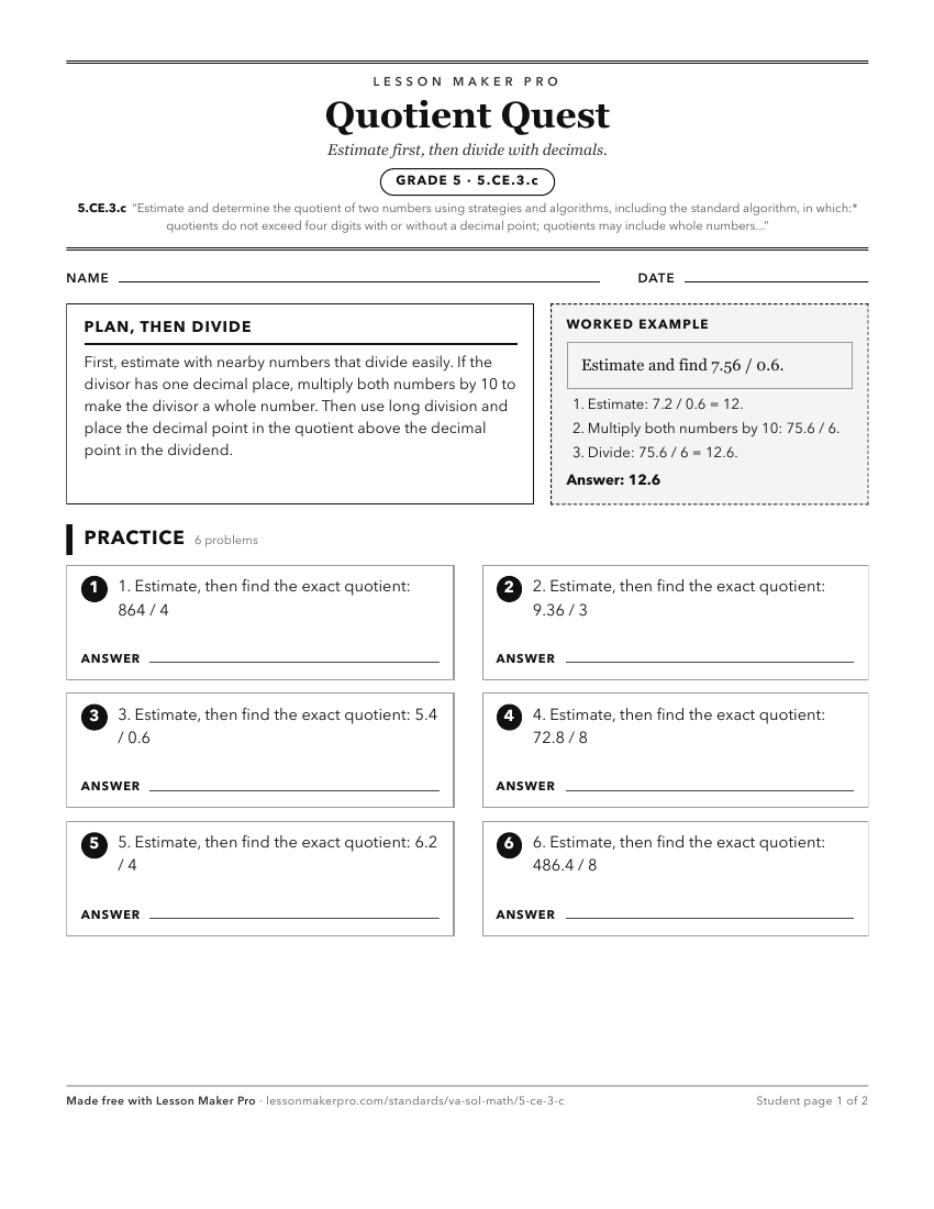 Preview of the 5.CE.3.c printable worksheet