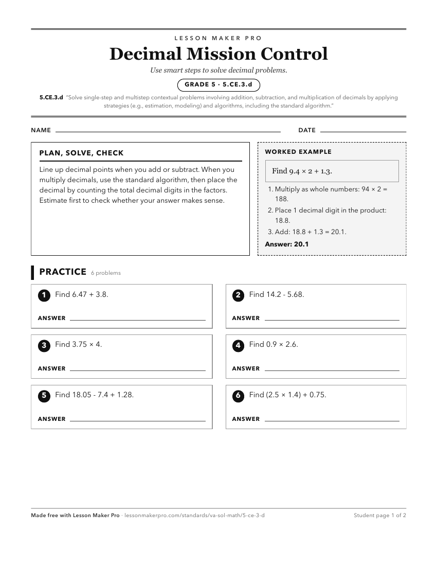 Preview of the 5.CE.3.d printable worksheet