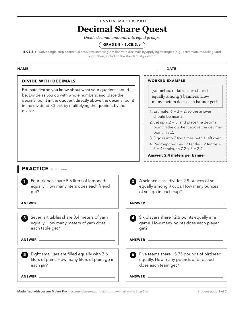 Preview of the 5.CE.3.e printable worksheet