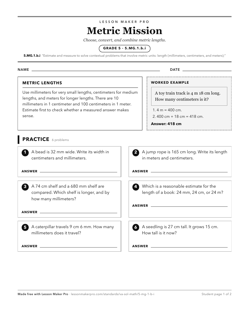 Preview of the 5.MG.1.b.i printable worksheet