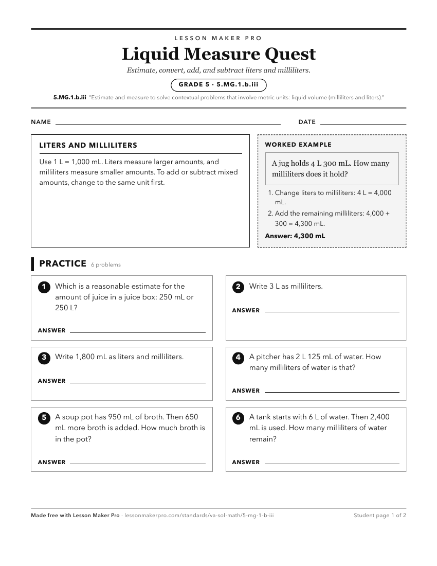 Preview of the 5.MG.1.b.iii printable worksheet