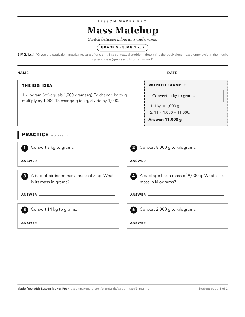 Preview of the 5.MG.1.c.ii printable worksheet