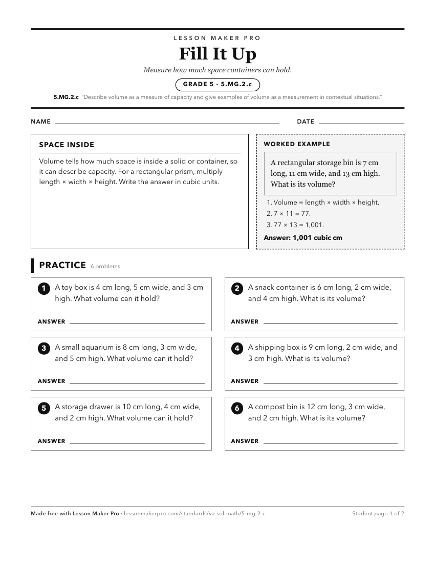 Preview of the 5.MG.2.c printable worksheet