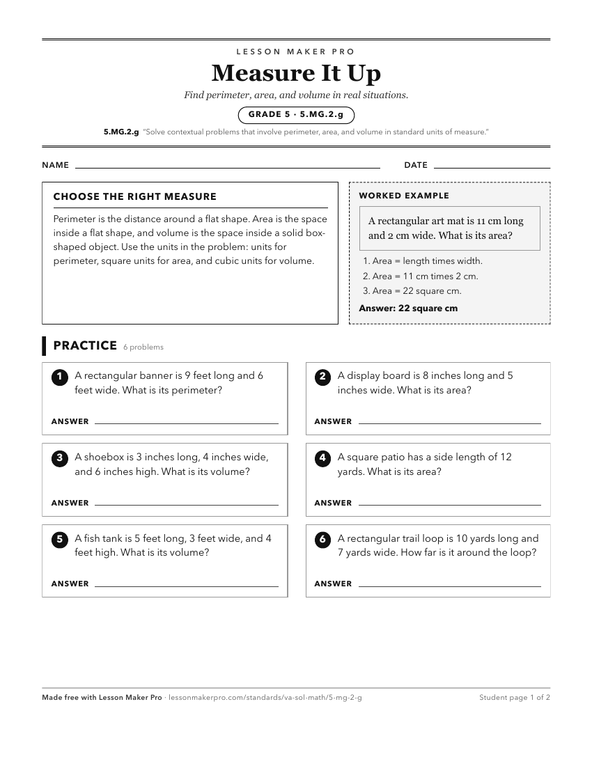 Preview of the 5.MG.2.g printable worksheet