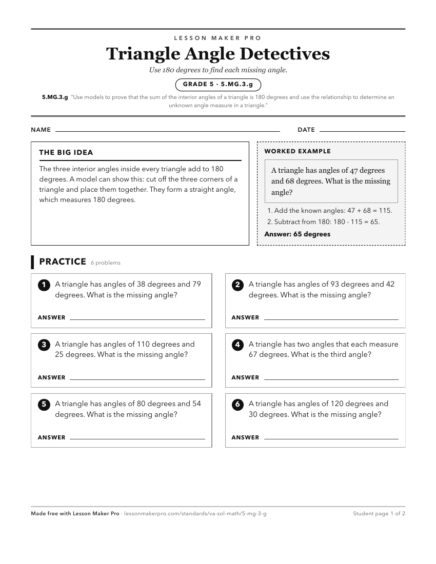 Preview of the 5.MG.3.g printable worksheet