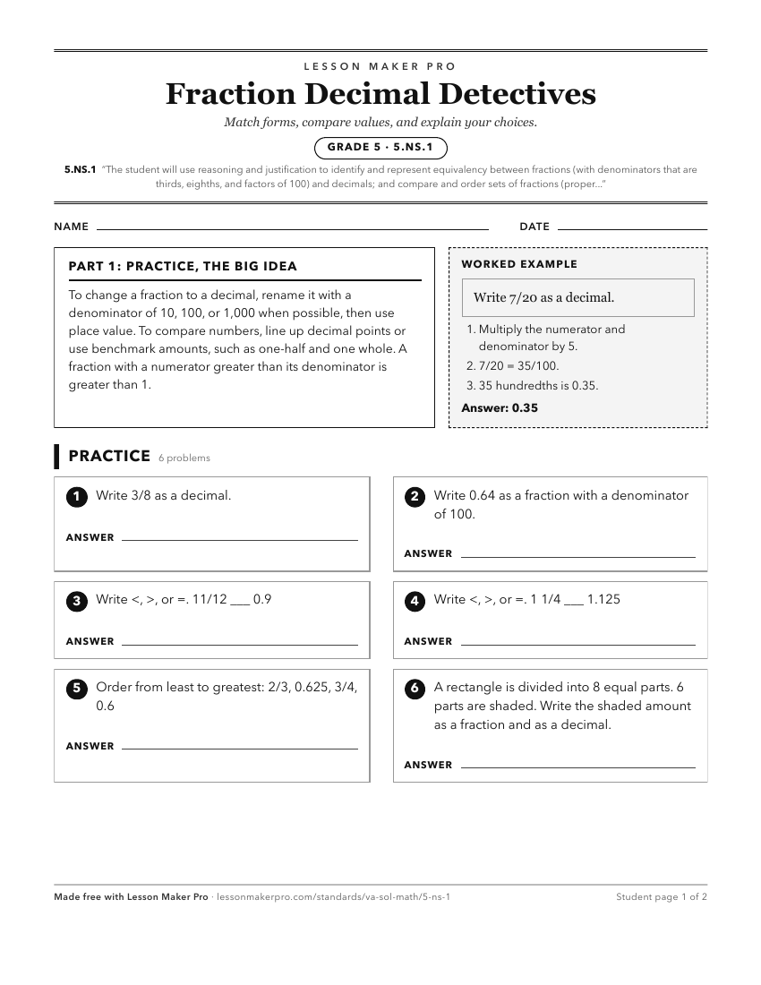 Preview of the 5.NS.1 printable worksheet