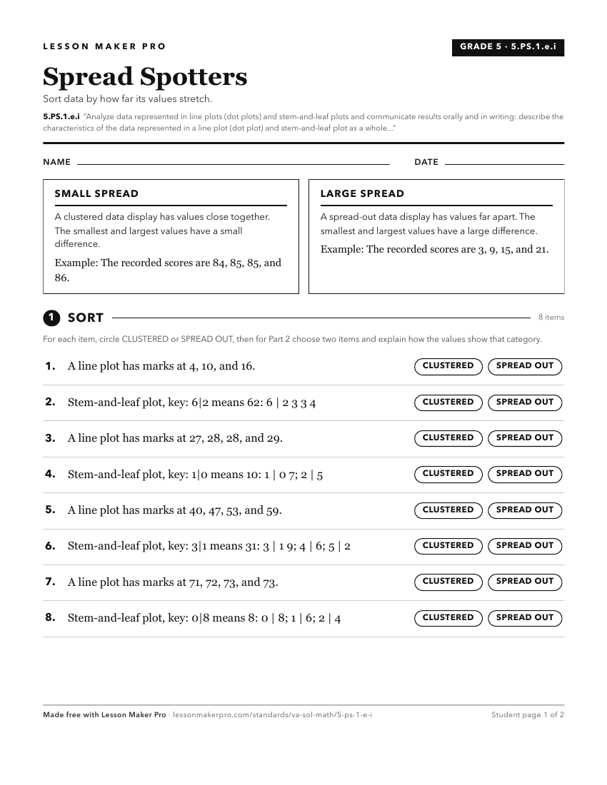 Preview of the 5.PS.1.e.i printable worksheet