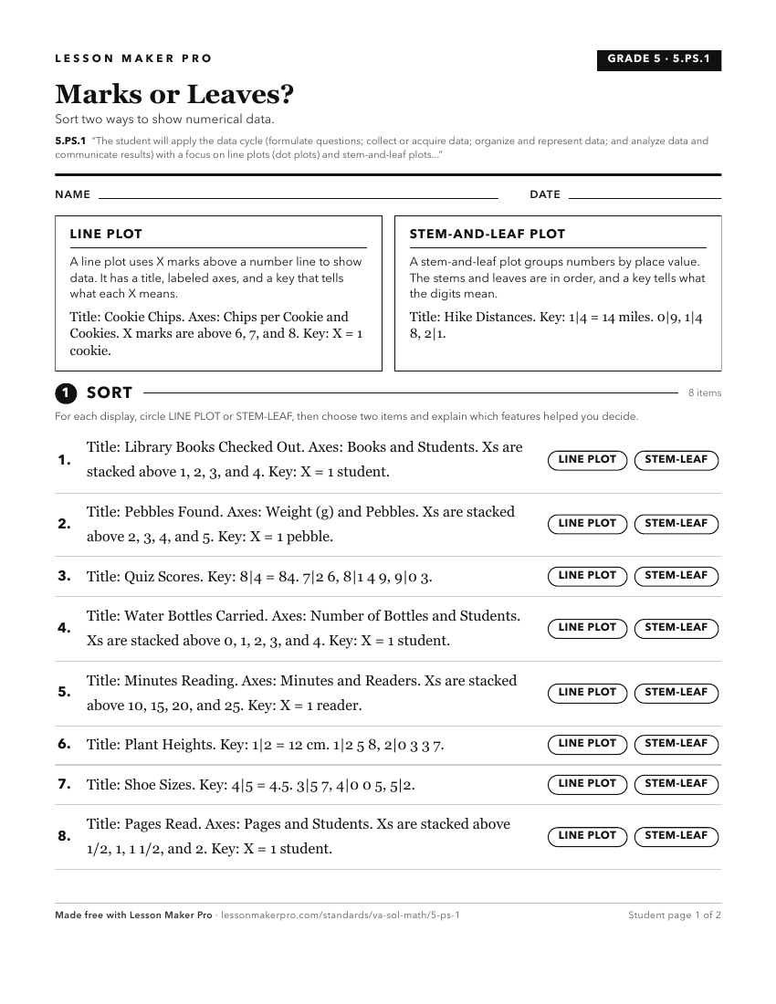Preview of the 5.PS.1 printable worksheet