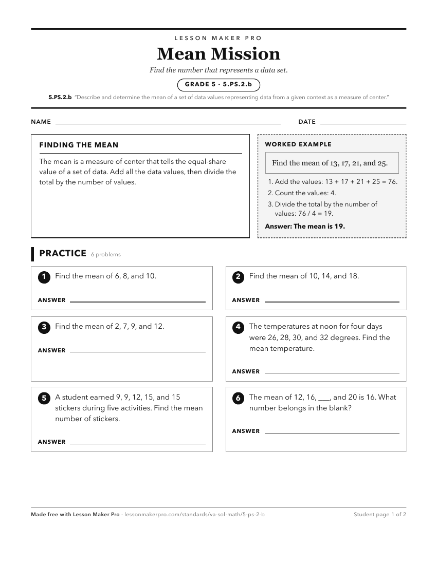 Preview of the 5.PS.2.b printable worksheet