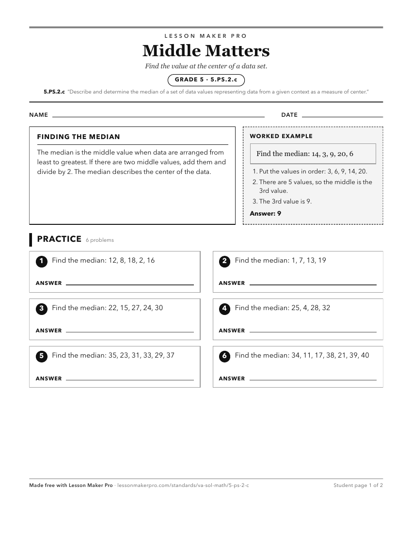 Preview of the 5.PS.2.c printable worksheet