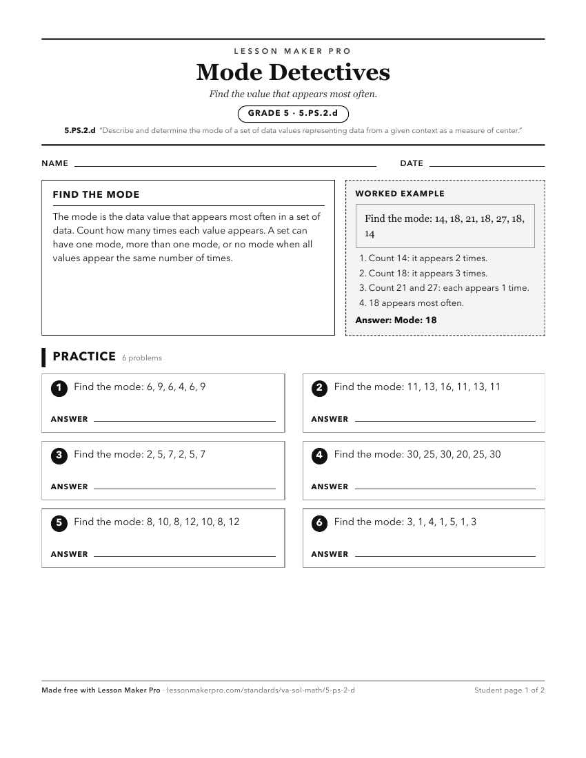Preview of the 5.PS.2.d printable worksheet
