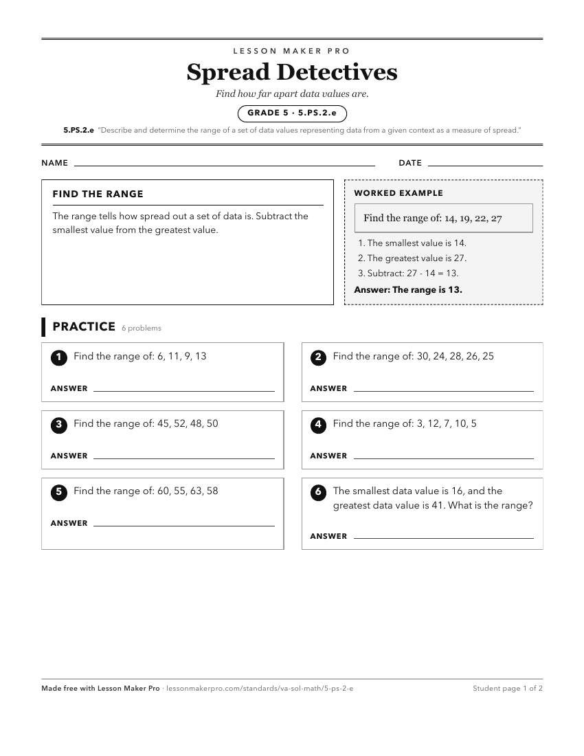 Preview of the 5.PS.2.e printable worksheet