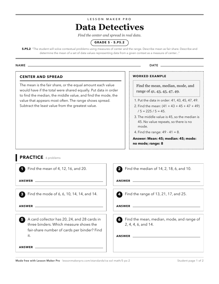 Preview of the 5.PS.2 printable worksheet