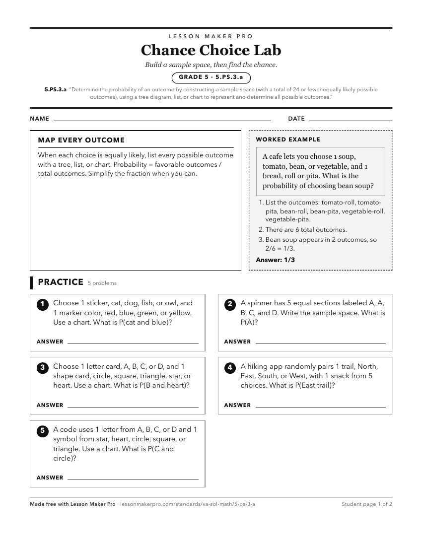 Preview of the 5.PS.3.a printable worksheet