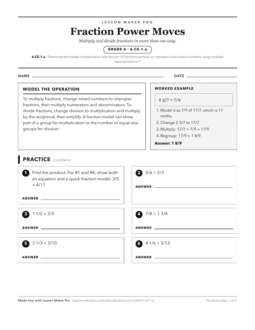 Preview of the 6.CE.1.a printable worksheet