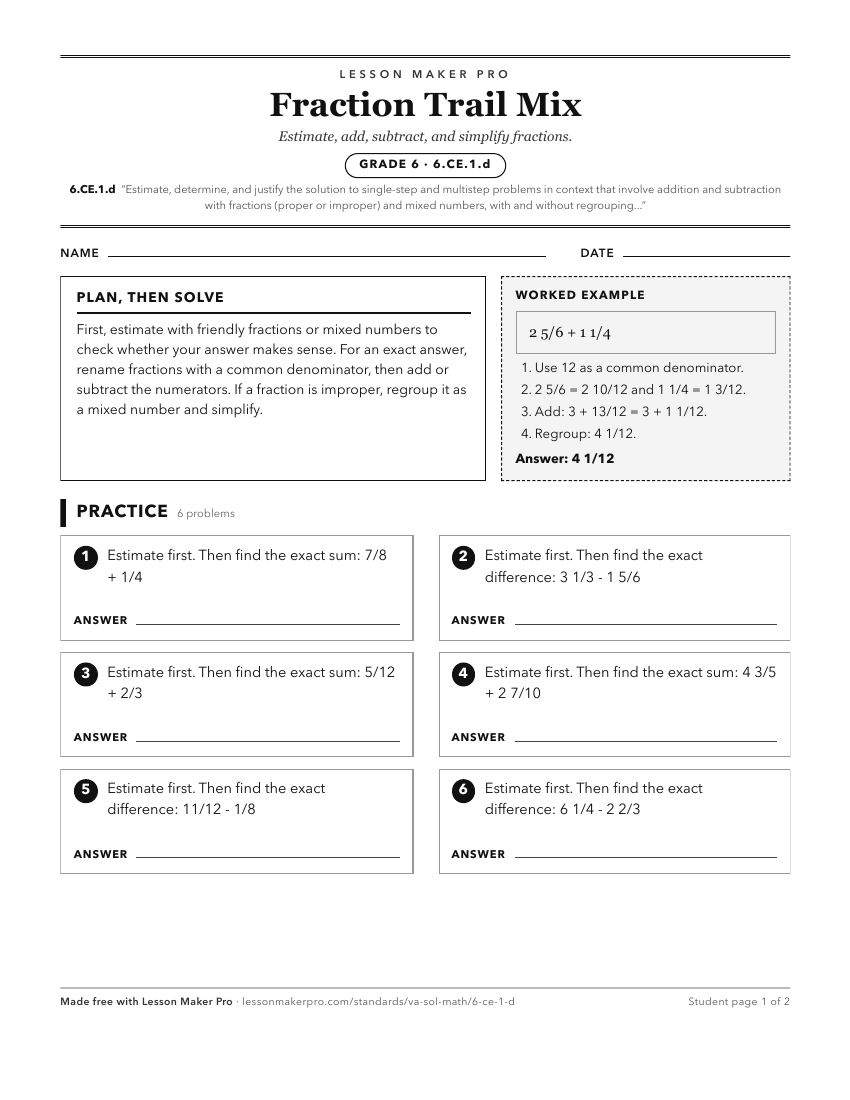 Preview of the 6.CE.1.d printable worksheet