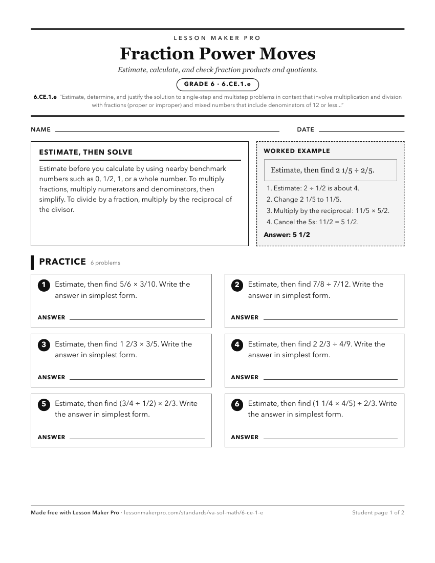 Preview of the 6.CE.1.e printable worksheet