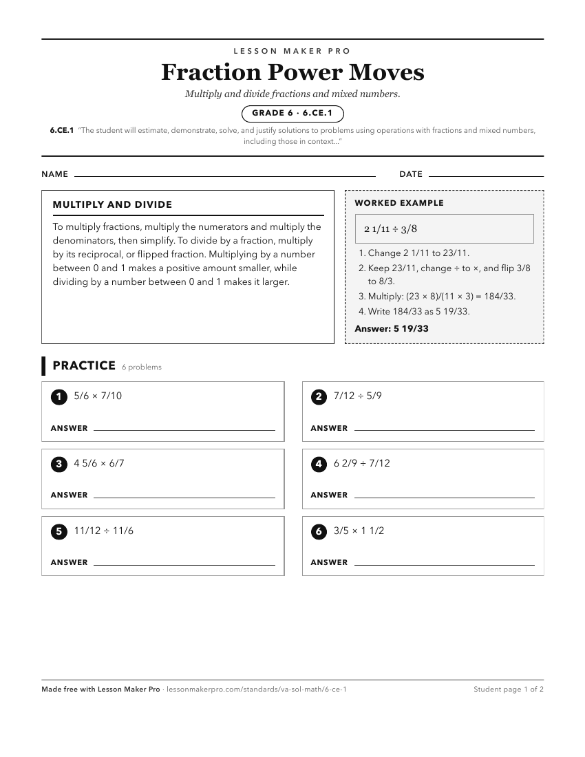 Preview of the 6.CE.1 printable worksheet