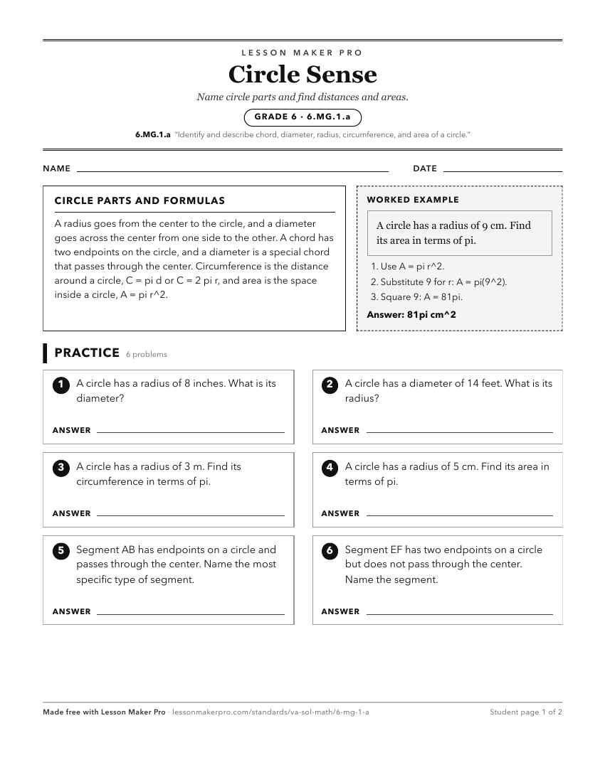 Preview of the 6.MG.1.a printable worksheet