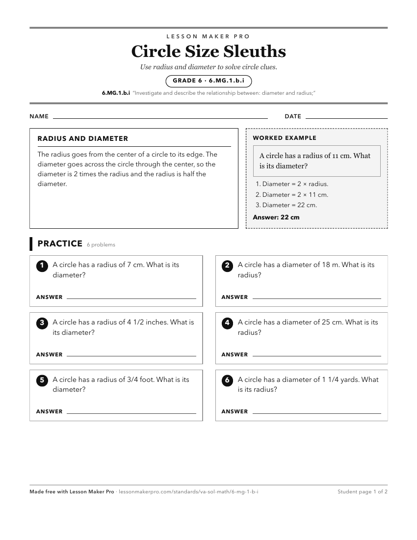 Preview of the 6.MG.1.b.i printable worksheet