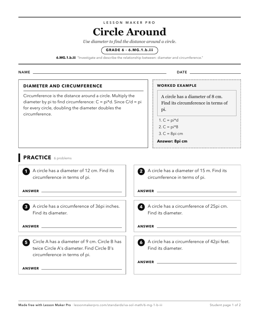 Preview of the 6.MG.1.b.iii printable worksheet