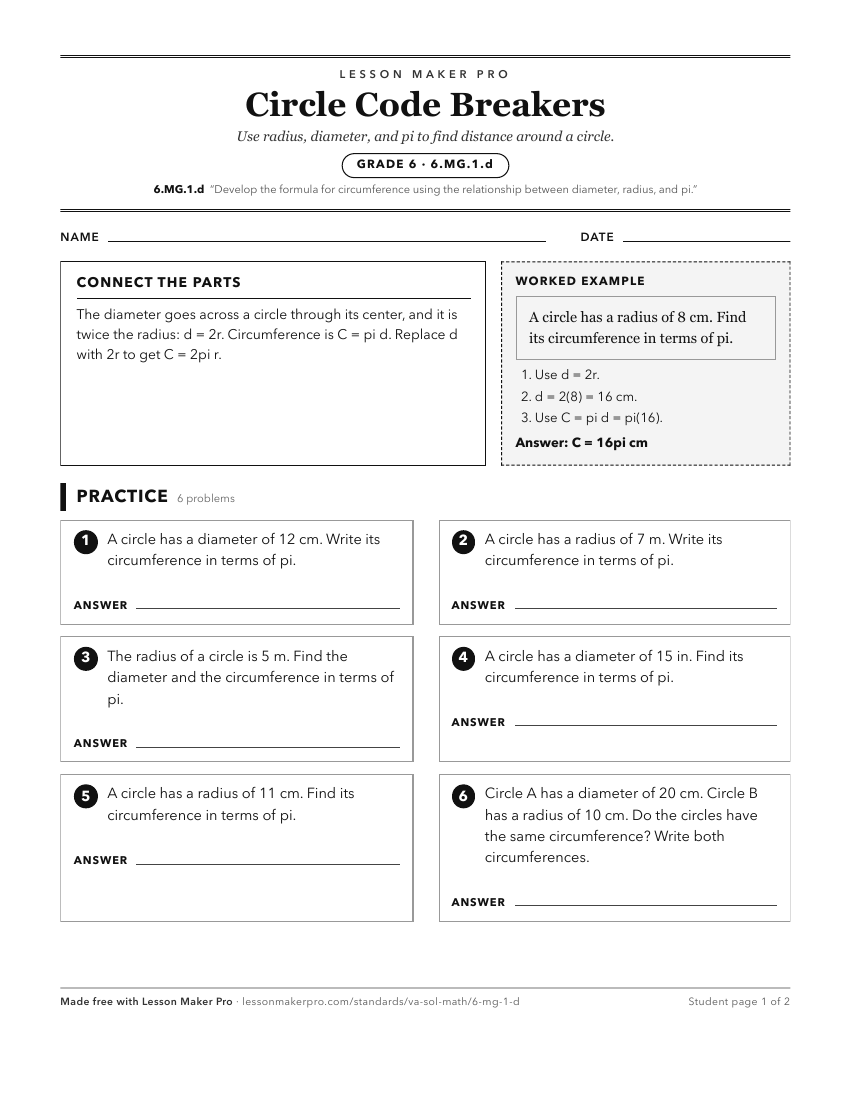 Preview of the 6.MG.1.d printable worksheet