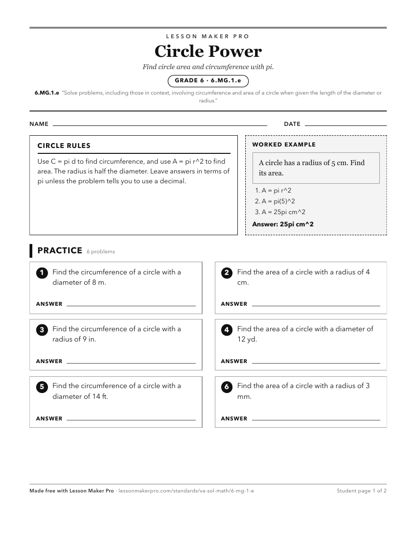 Preview of the 6.MG.1.e printable worksheet