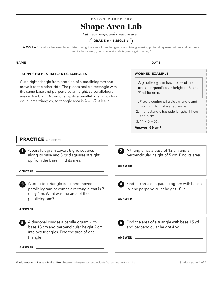 Preview of the 6.MG.2.a printable worksheet