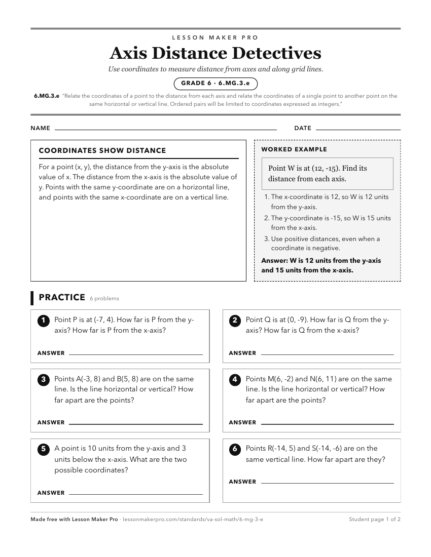 Preview of the 6.MG.3.e printable worksheet