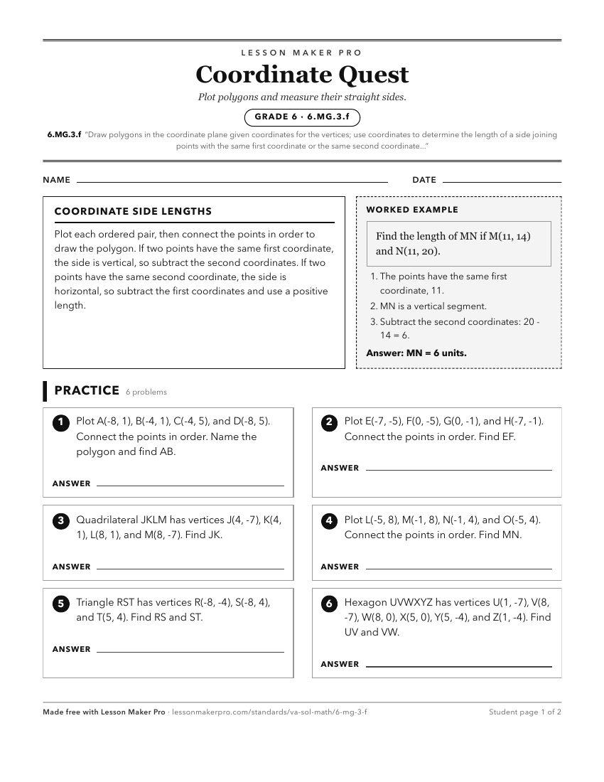 Preview of the 6.MG.3.f printable worksheet