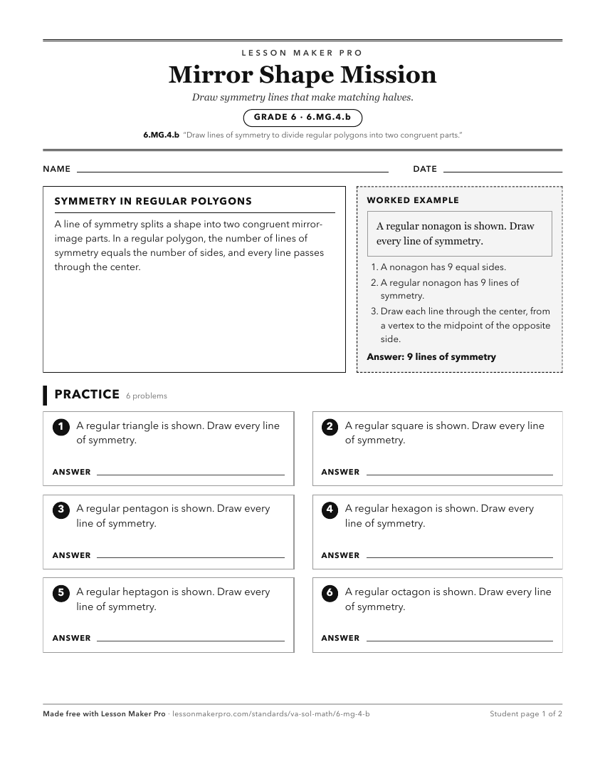 Preview of the 6.MG.4.b printable worksheet