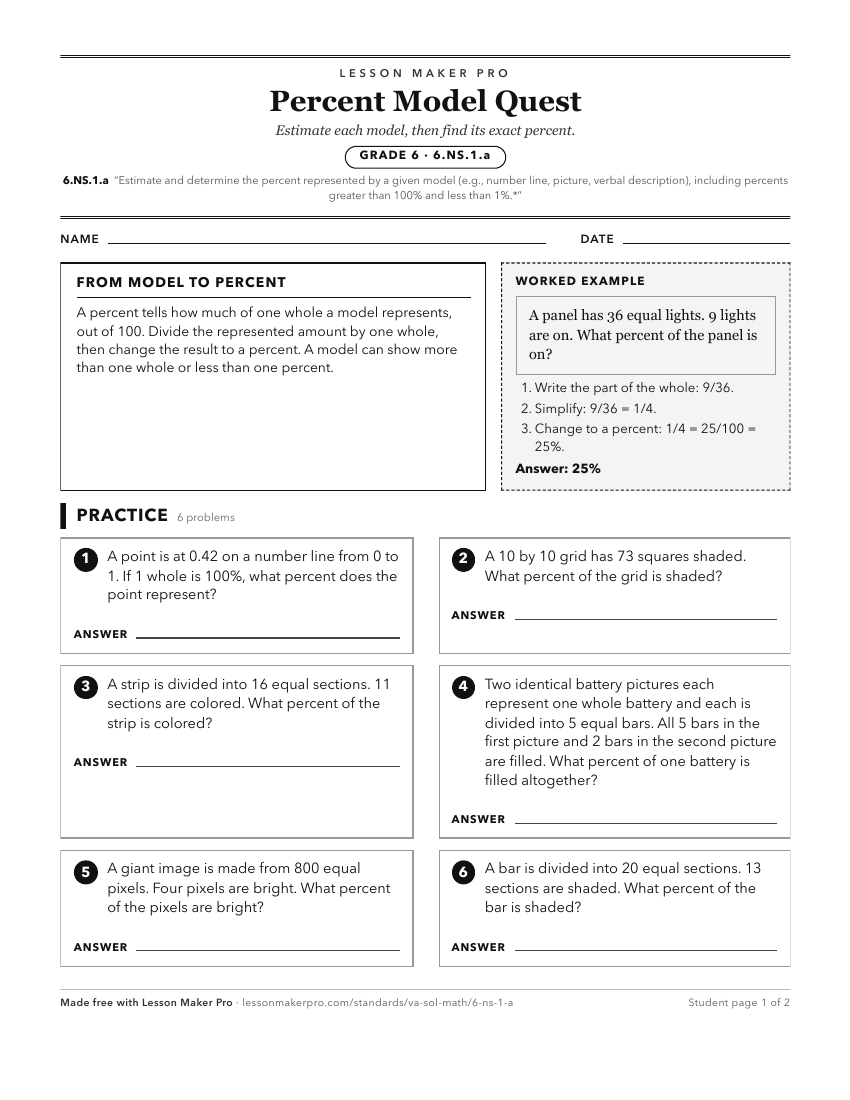 Preview of the 6.NS.1.a printable worksheet