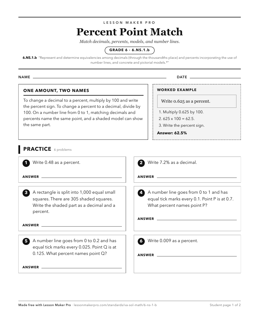 Preview of the 6.NS.1.b printable worksheet