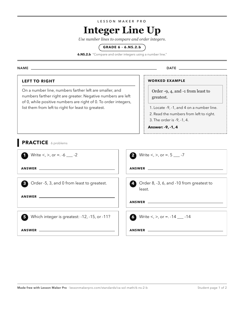 Preview of the 6.NS.2.b printable worksheet