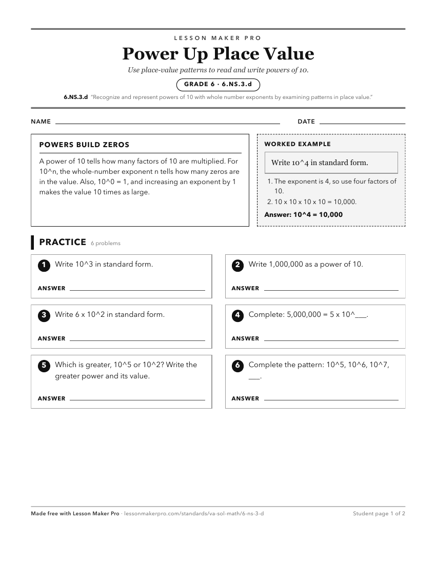 Preview of the 6.NS.3.d printable worksheet