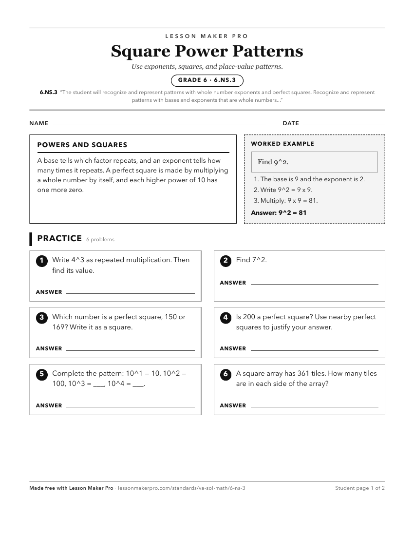 Preview of the 6.NS.3 printable worksheet