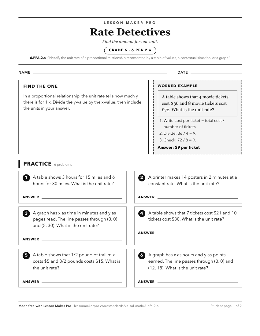 Preview of the 6.PFA.2.a printable worksheet