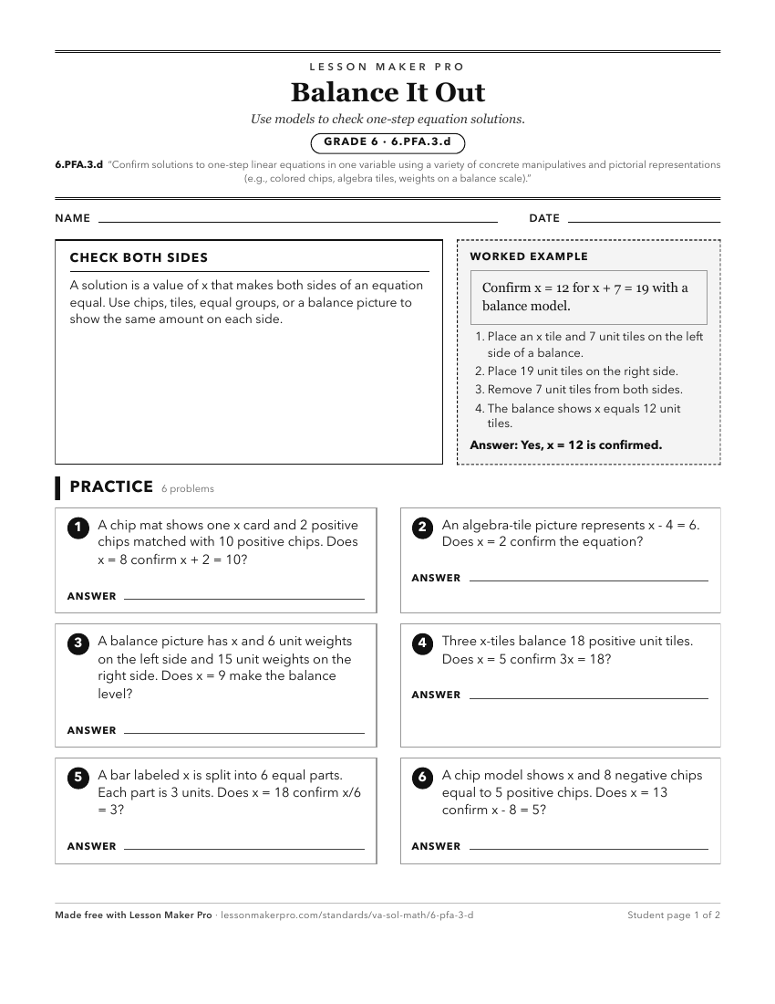 Preview of the 6.PFA.3.d printable worksheet