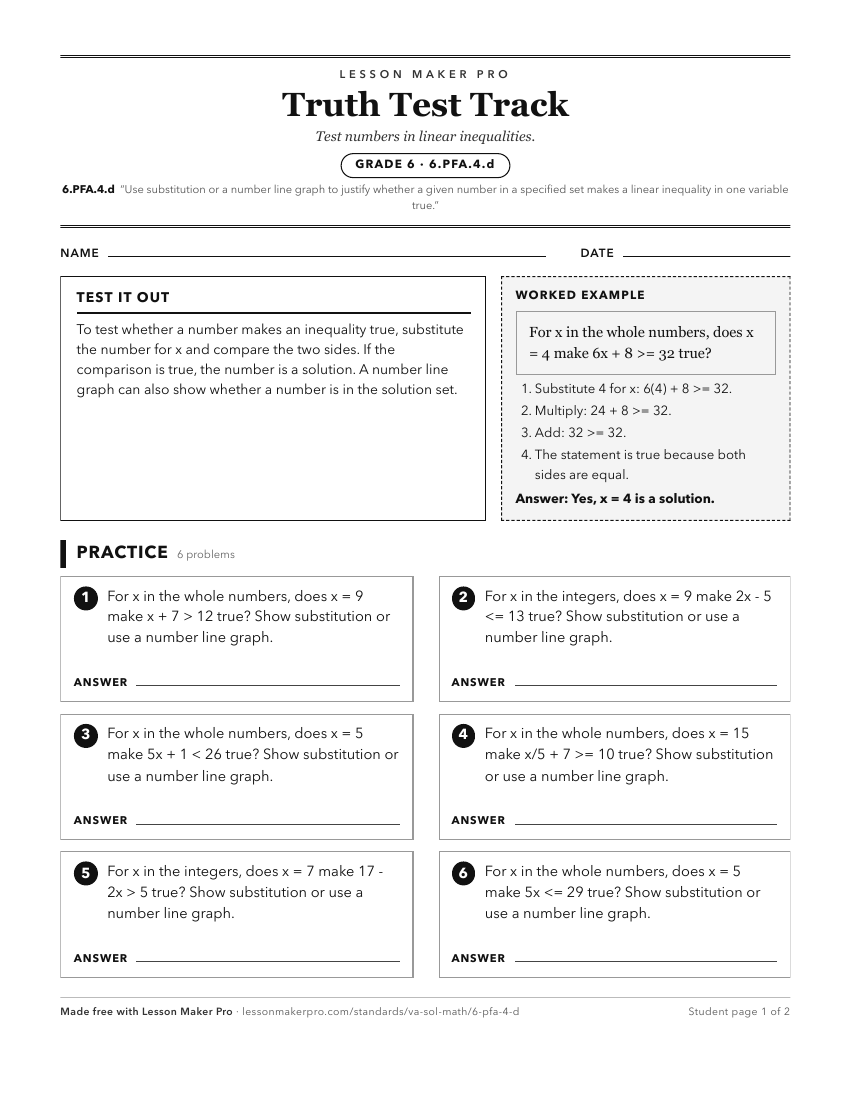Preview of the 6.PFA.4.d printable worksheet