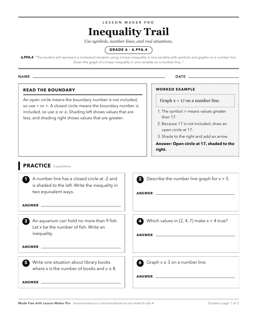 Preview of the 6.PFA.4 printable worksheet