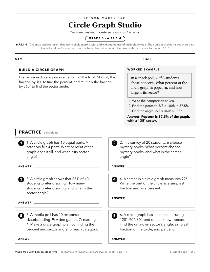Preview of the 6.PS.1.d printable worksheet