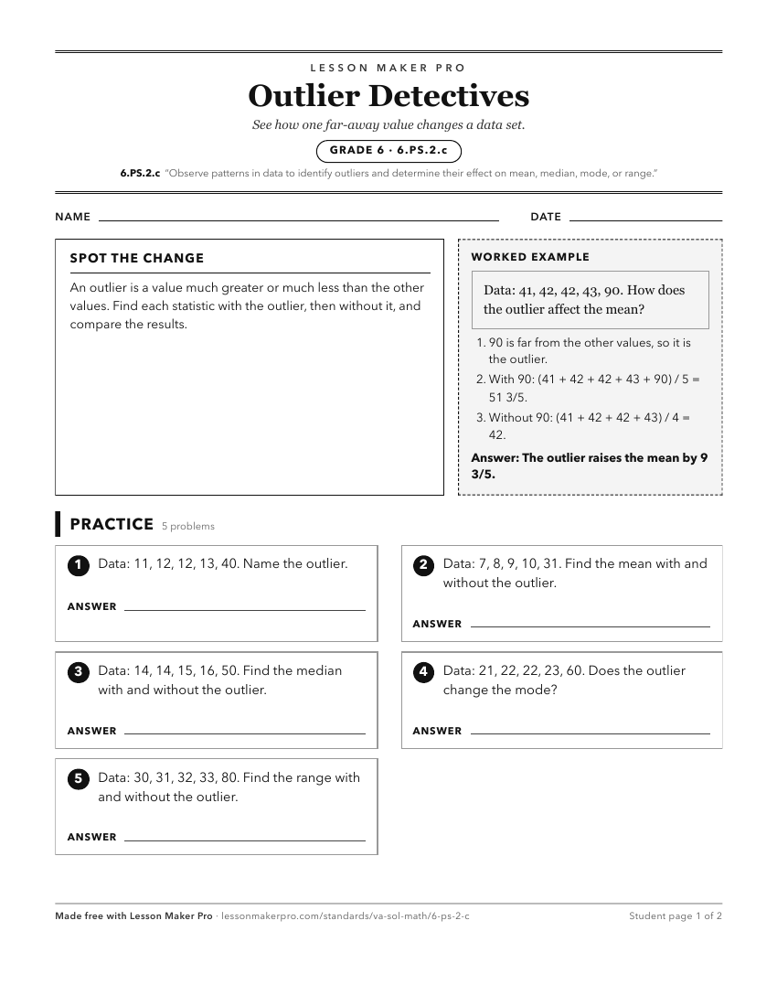 Preview of the 6.PS.2.c printable worksheet